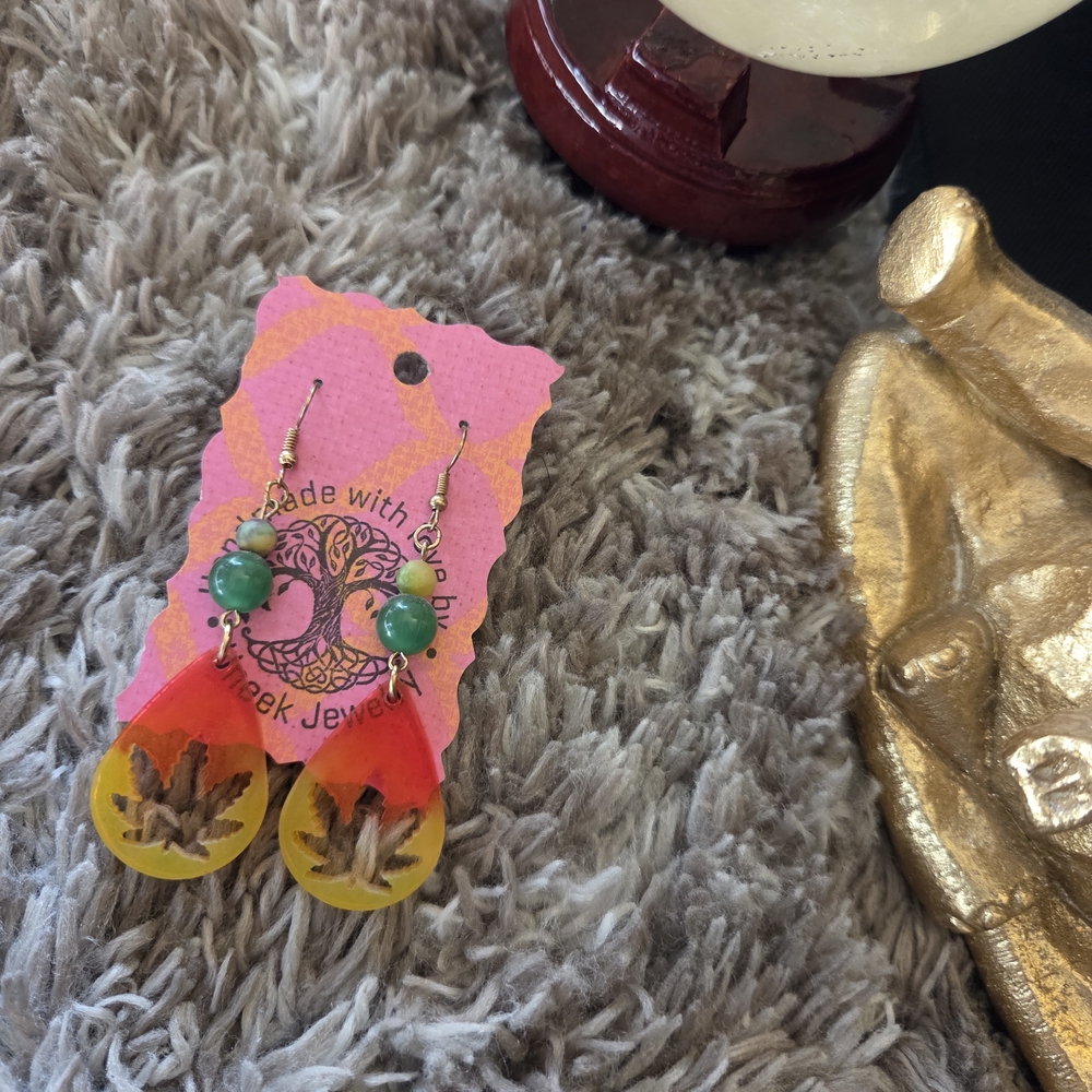 🔥3 For $20 Handmade Colorful Beaded Earrings With Yellow And Green Jasper
